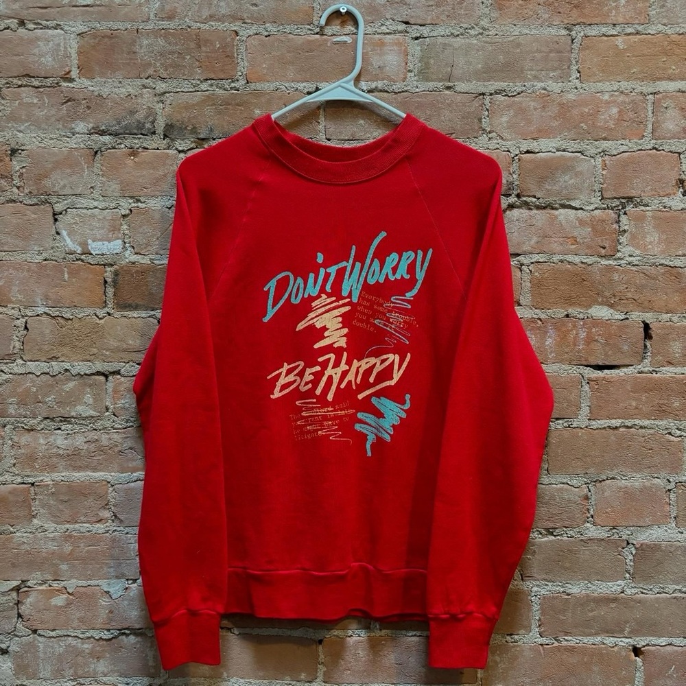 $120 Vintage 90s Bobby Mcferrin Don't Worry Be Happy Red Crewneck Sweatshirt